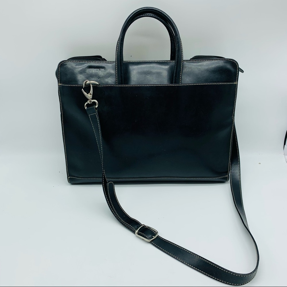FRANKLIN COVEY Black Leather Briefcase Laptop Bag